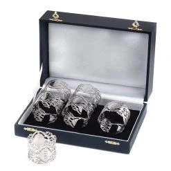 Scully & Scully Sterling Silver Pierced Napkin Rings, Boxed Set Of Six