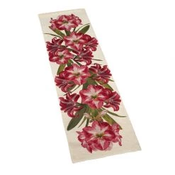 Scully & Scully Amaryllis On Cream Tapestry Table Runner
