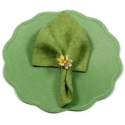 Scully & Scully Round Scalloped Braided Placemats, Napkins, & Napkin Rings