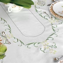 Scully & Scully Green Orchid Tablecloth