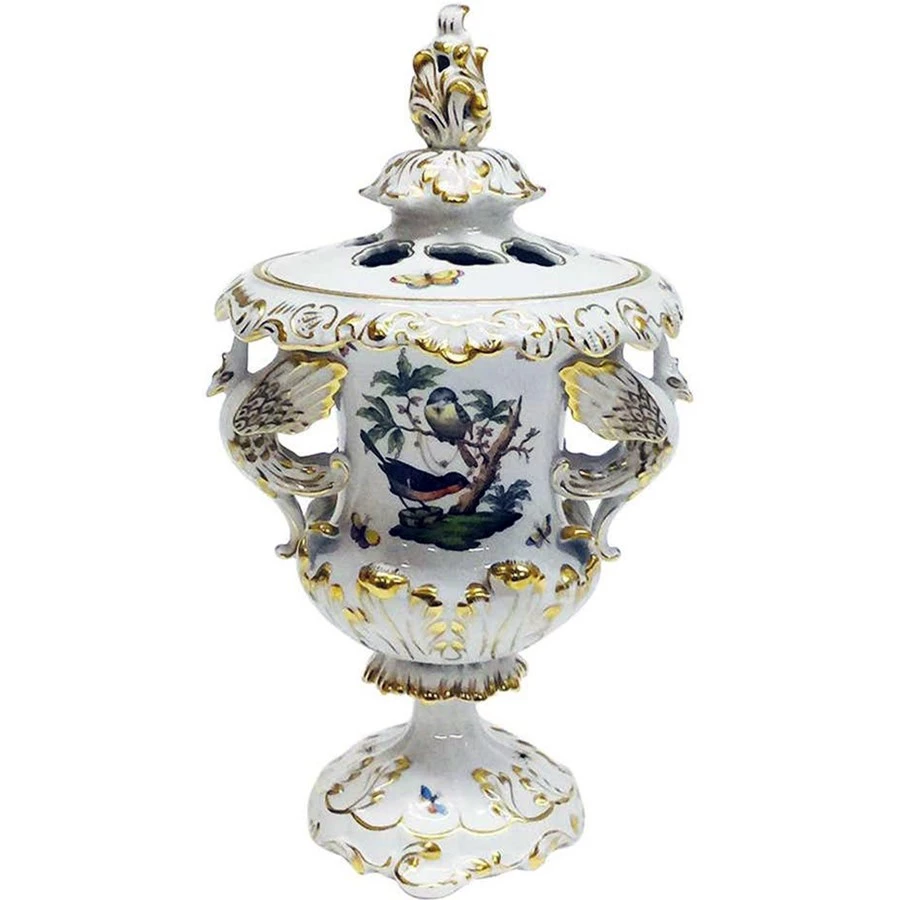 Herend Rothschild Bird Vase With Dragon Handles 3 Herend Rothschild Bird Vase With Dragon Handles