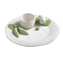 Scully & Scully White Wicker Peas And Garlic Chip & Dip