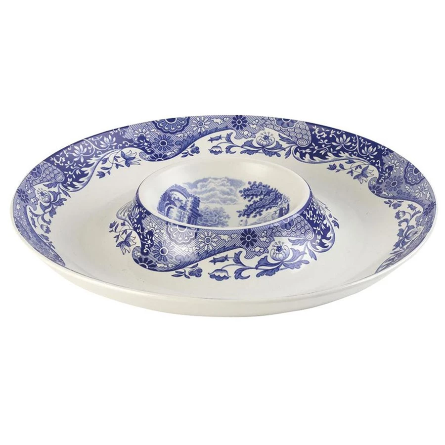 Spode Blue Italian Chip & Dip Serving Platter 3 Spode Blue Italian Chip & Dip Serving Platter