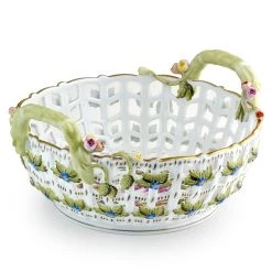 Herend Floral Bouquet Openwork Basket