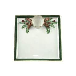 Scully & Scully Elegant Winter Pinecone Chip & Dip