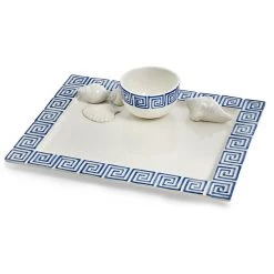 Scully & Scully Blue Greek Key With Shells Chip & Dip