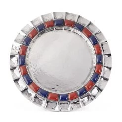 Buccellati Doge Sterling Silver Red Jasper And Lapis Plate