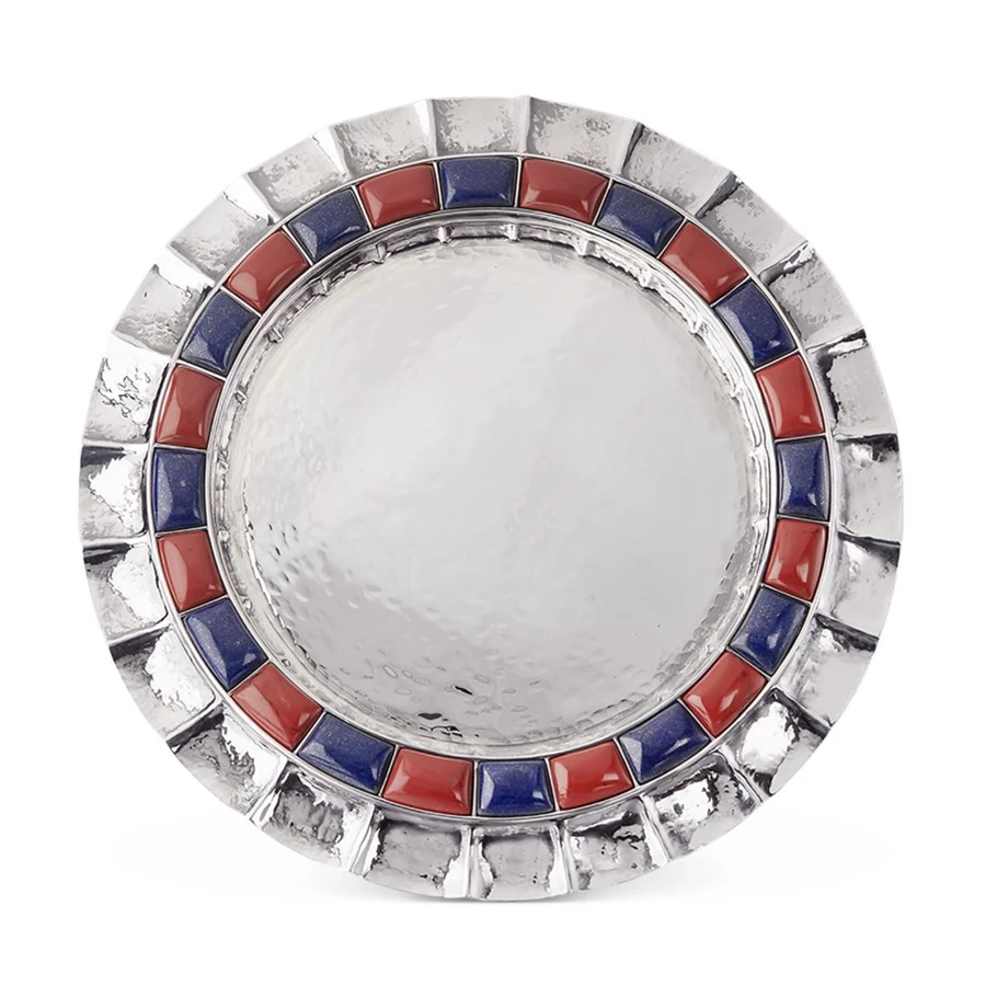 Buccellati Doge Sterling Silver Red Jasper And Lapis Plate 3 Buccellati Doge Sterling Silver Red Jasper And Lapis Plate