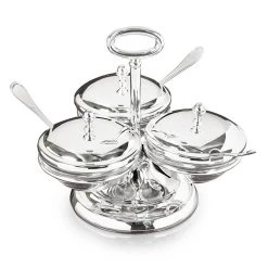 Scully & Scully Silverplated Triple Compartment Server With Spoons
