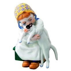 Meissen Child With Cat, Colored With Gold