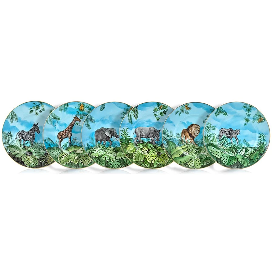 Scully & Scully Handpainted Safari Presentation Plates, Set Of 6 3 Scully & Scully Handpainted Safari Presentation Plates, Set Of 6