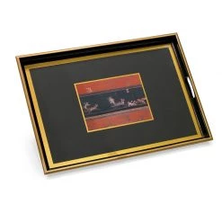 Scully & Scully Black Pompeii Glass Based Tray