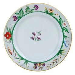 Scully & Scully Light Blue Dessert Plate With Floral Border