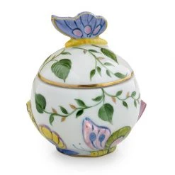 Scully & Scully Butterfly Limoges Porcelain Covered Sugar Bowl