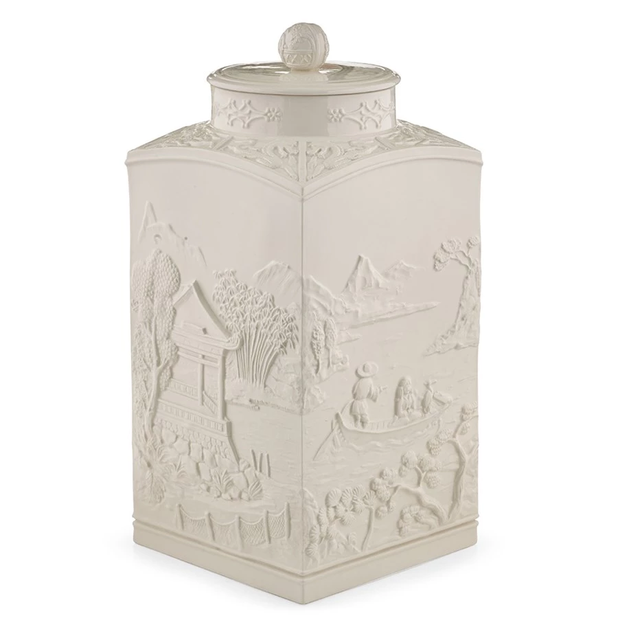 Mottahedeh Figure Square Tea Jar With Cover 3 Mottahedeh Figure Square Tea Jar With Cover