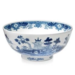 Mottahedeh National Trust Blue And White Punch Bowl With Stand