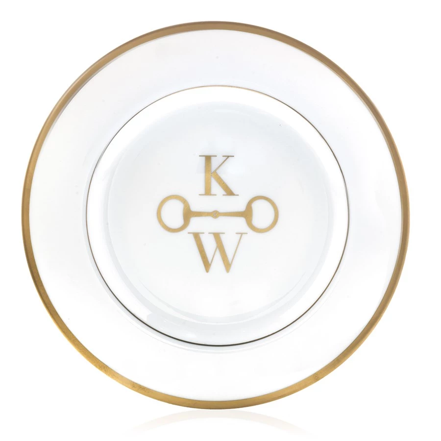 Pickard Signature Gold Monogram Salad Plates 3 Pickard Signature Gold Monogram Salad Plates